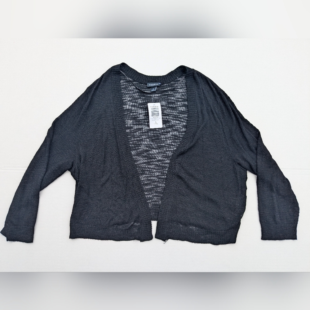 Torrid Women's Black 3/4 Sleeve Cropped Sweater Shrug Plus Size 1X